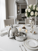 AKDC Metal Tajine Serving Bowl – Luxury Silver Finish, Decorative Arabic Style Tableware, 30 cm - Al Kabayel Discount CentreAKDC Metal Tajine Serving Bowl – Luxury Silver Finish, Decorative Arabic Style Tableware, 30 cmServing TraysAKDCAl Kabayel Discount Centre