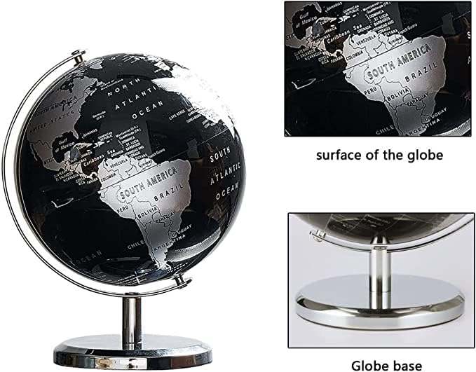 AKDC Metallic World Globe Black 14cm ? Educational/Geographic/Modern Desktop Decoration - Stainless Steel Arc and Base/Earth World - Metallic Black - for School, Home, and Office (14cm) - Al Kabayel Discount CentreAKDC Metallic World Globe Black 14cm ? Educational/Geographic/Modern Desktop Decoration - Stainless Steel Arc and Base/Earth World - Metallic Black - for School, Home, and Office (14cm)Al Kabayel Discount CenterAl Kabayel Discount Centre