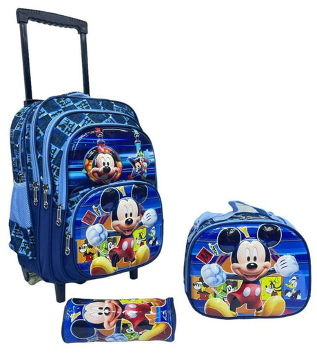 AKDC Mickey Mouse 3 - in - 1 School Bag Set Includes 16.5" Bag with Trolley, Lunch Bag, Pencil Case - Al Kabayel Discount CentreAKDC Mickey Mouse 3 - in - 1 School Bag Set Includes 16.5" Bag with Trolley, Lunch Bag, Pencil CaseSchool BagsAKDCAl Kabayel Discount Centre