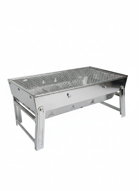 AKDC Mini BBQ Grill 360×68×290 mm | 2.5 kg Silver Color Portable Tabletop Barbecue | Compact Outdoor Charcoal Grill for Camping & Travel - Al Kabayel Discount CentreAKDC Mini BBQ Grill 360×68×290 mm | 2.5 kg Silver Color Portable Tabletop Barbecue | Compact Outdoor Charcoal Grill for Camping & TravelBBQ Grills & Fire PitsAKDCAl Kabayel Discount Centre