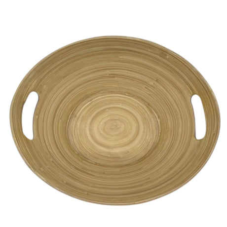 AKDC Modern Bamboo Oval Shape Serving Bowl With Handle - 29cmX25cmX10cm - CadetBlue&Bamboo - Al Kabayel Discount CentreAKDC Modern Bamboo Oval Shape Serving Bowl With Handle - 29cmX25cmX10cm - CadetBlue&BambooBowlsAKDCAl Kabayel Discount Centre