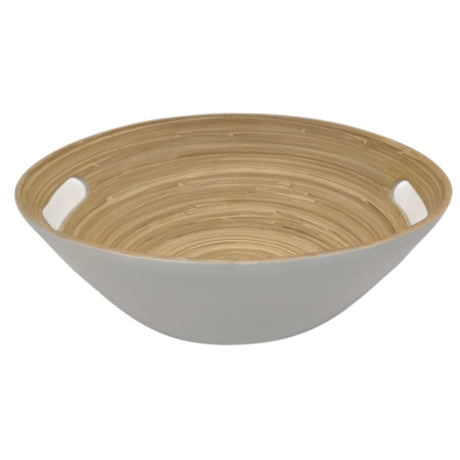 AKDC Modern Bamboo Oval Shape Serving Bowl With Handle - 29cmX25cmX10cm - White&Bamboo - Al Kabayel Discount CentreAKDC Modern Bamboo Oval Shape Serving Bowl With Handle - 29cmX25cmX10cm - White&BambooBowlsAKDCAl Kabayel Discount Centre