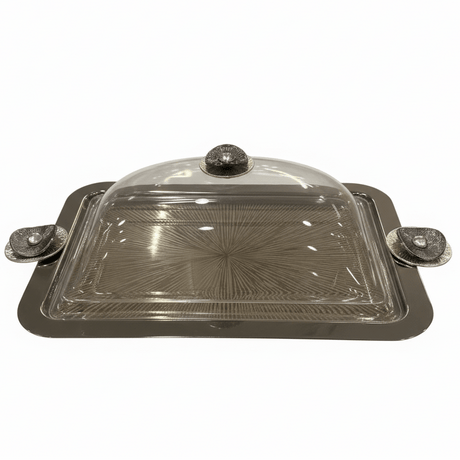 AKDC Modern Rectangular Black Serving Tray with Acrylic Cover – Stylish Kitchen & Dining Tray 30×20 cm - Al Kabayel Discount CentreAKDC Modern Rectangular Black Serving Tray with Acrylic Cover – Stylish Kitchen & Dining Tray 30×20 cmServing TraysAKDCAl Kabayel Discount Centre