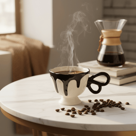 AKDC Modern White Ceramic Mug with Elegant Black Pattern & Comfortable Handle 250ml - Al Kabayel Discount CentreAKDC Modern White Ceramic Mug with Elegant Black Pattern & Comfortable Handle 250mlTea CupsAKDCAl Kabayel Discount Centre