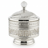 AKDC Ornate Silver Sugar Pot with Crystal Lid | Luxury Metal & Glass Canister | 15×11cm - Al Kabayel Discount CentreAKDC Ornate Silver Sugar Pot with Crystal Lid | Luxury Metal & Glass Canister | 15×11cmJars & Food SaversAKDCAl Kabayel Discount Centre