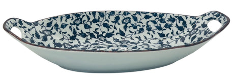 AKDC Oval Ceramic Bowl with Handle 26.5cm*15.5cm*5.5cm, White and Blue Floral Designs - Al Kabayel Discount CentreAKDC Oval Ceramic Bowl with Handle 26.5cm*15.5cm*5.5cm, White and Blue Floral DesignsBowlsAKDCAl Kabayel Discount Centre