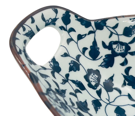 AKDC Oval Ceramic Bowl with Handle 26.5cm*15.5cm*5.5cm, White and Blue Floral Designs - Al Kabayel Discount CentreAKDC Oval Ceramic Bowl with Handle 26.5cm*15.5cm*5.5cm, White and Blue Floral DesignsBowlsAKDCAl Kabayel Discount Centre