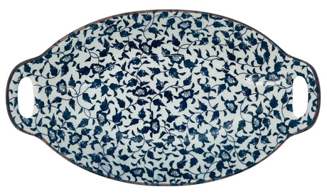 AKDC Oval Ceramic Bowl with Handle 26.5cm*15.5cm*5.5cm, White and Blue Floral Designs - Al Kabayel Discount CentreAKDC Oval Ceramic Bowl with Handle 26.5cm*15.5cm*5.5cm, White and Blue Floral DesignsBowlsAKDCAl Kabayel Discount Centre