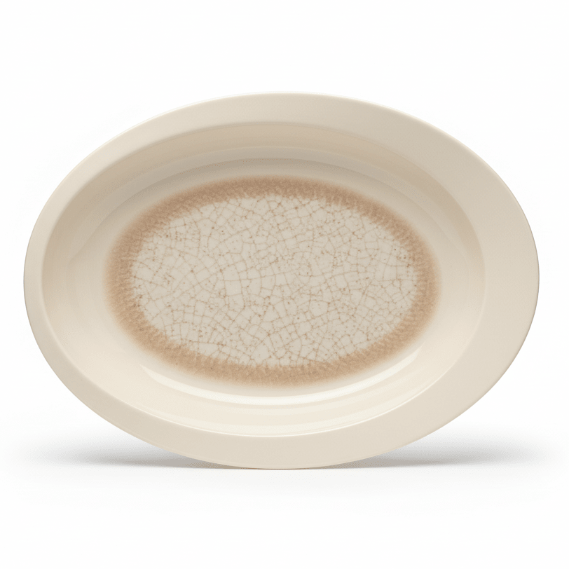 AKDC Oval Cream Brown Crackle Design Melamine Serving Plate Elegant Serving Tray for Main Courses and Appetizers – 30 × 23 cm - Al Kabayel Discount CentreAKDC Oval Cream Brown Crackle Design Melamine Serving Plate Elegant Serving Tray for Main Courses and Appetizers – 30 × 23 cmServing TraysAKDCAl Kabayel Discount Centre