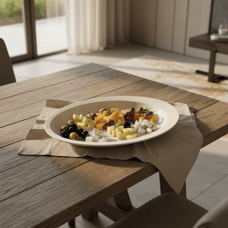 AKDC Oval Cream Brown Crackle Design Melamine Serving Plate Elegant Serving Tray for Main Courses and Appetizers – 30 × 23 cm - Al Kabayel Discount CentreAKDC Oval Cream Brown Crackle Design Melamine Serving Plate Elegant Serving Tray for Main Courses and Appetizers – 30 × 23 cmServing TraysAKDCAl Kabayel Discount Centre