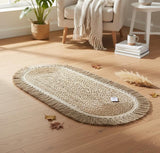 AKDC Oval Rattan Rug 35×100cm – Brownish Fringe Border, Traditional Design for Warm & Cozy Interiors - Al Kabayel Discount CentreAKDC Oval Rattan Rug 35×100cm – Brownish Fringe Border, Traditional Design for Warm & Cozy InteriorsDoormatsAKDCAl Kabayel Discount Centre