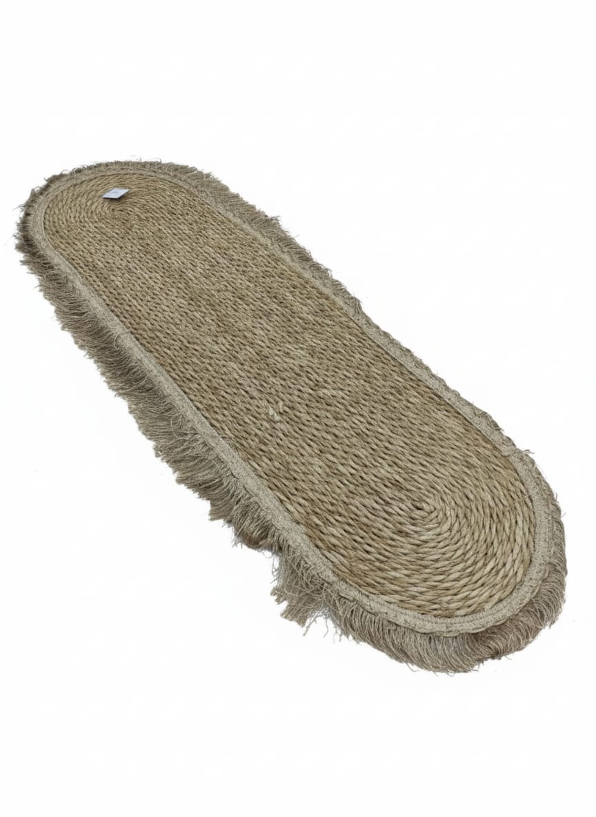 AKDC Oval Rattan Rug 35×120cm – Brownish Fringe Border, Elegant Handmade Rug for Hallways & Entryways - Al Kabayel Discount CentreAKDC Oval Rattan Rug 35×120cm – Brownish Fringe Border, Elegant Handmade Rug for Hallways & EntrywaysDoormatsAKDCAl Kabayel Discount Centre