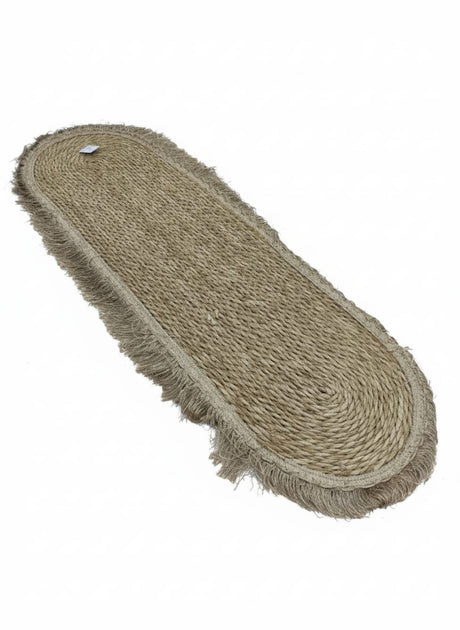 AKDC Oval Rattan Rug 35×120cm – Brownish Fringe Border, Elegant Handmade Rug for Hallways & Entryways - Al Kabayel Discount CentreAKDC Oval Rattan Rug 35×120cm – Brownish Fringe Border, Elegant Handmade Rug for Hallways & EntrywaysDoormatsAKDCAl Kabayel Discount Centre