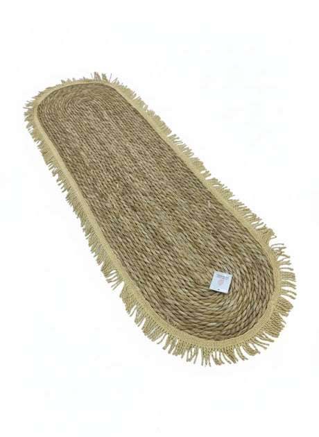 AKDC Oval Rattan Rug 35×120cm – Natural Handwoven Rug with Fringed Border, Bohemian Style Floor Decoration - Al Kabayel Discount CentreAKDC Oval Rattan Rug 35×120cm – Natural Handwoven Rug with Fringed Border, Bohemian Style Floor DecorationDoormatsAKDCAl Kabayel Discount Centre