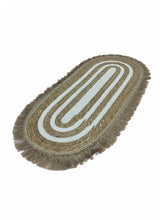 AKDC Oval Rattan Rug 50×115cm – Dual - Tone Rattan & White Color with Brownish Fringe, Artistic Handwoven Accent Rug - Al Kabayel Discount CentreAKDC Oval Rattan Rug 50×115cm – Dual - Tone Rattan & White Color with Brownish Fringe, Artistic Handwoven Accent RugDoormatsAKDCAl Kabayel Discount Centre