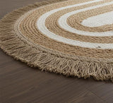 AKDC Oval Rattan Rug 50×115cm – Dual - Tone Rattan & White Color with Brownish Fringe, Artistic Handwoven Accent Rug - Al Kabayel Discount CentreAKDC Oval Rattan Rug 50×115cm – Dual - Tone Rattan & White Color with Brownish Fringe, Artistic Handwoven Accent RugDoormatsAKDCAl Kabayel Discount Centre
