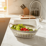 AKDC Oval Rattan - Style Plastic Basket – 28cm (White & Grey) - Al Kabayel Discount CentreAKDC Oval Rattan - Style Plastic Basket – 28cm (White & Grey)Kitchen Utensils & GadgetsAKDCAl Kabayel Discount Centre