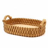 AKDC Oval Wooden Basket with Handle – Natural Brown Finish, Rustic Farmhouse Style Storage & Serving Basket, 31 × 22 × 6 cm - Al Kabayel Discount CentreAKDC Oval Wooden Basket with Handle – Natural Brown Finish, Rustic Farmhouse Style Storage & Serving Basket, 31 × 22 × 6 cmRattanAKDCAl Kabayel Discount Centre