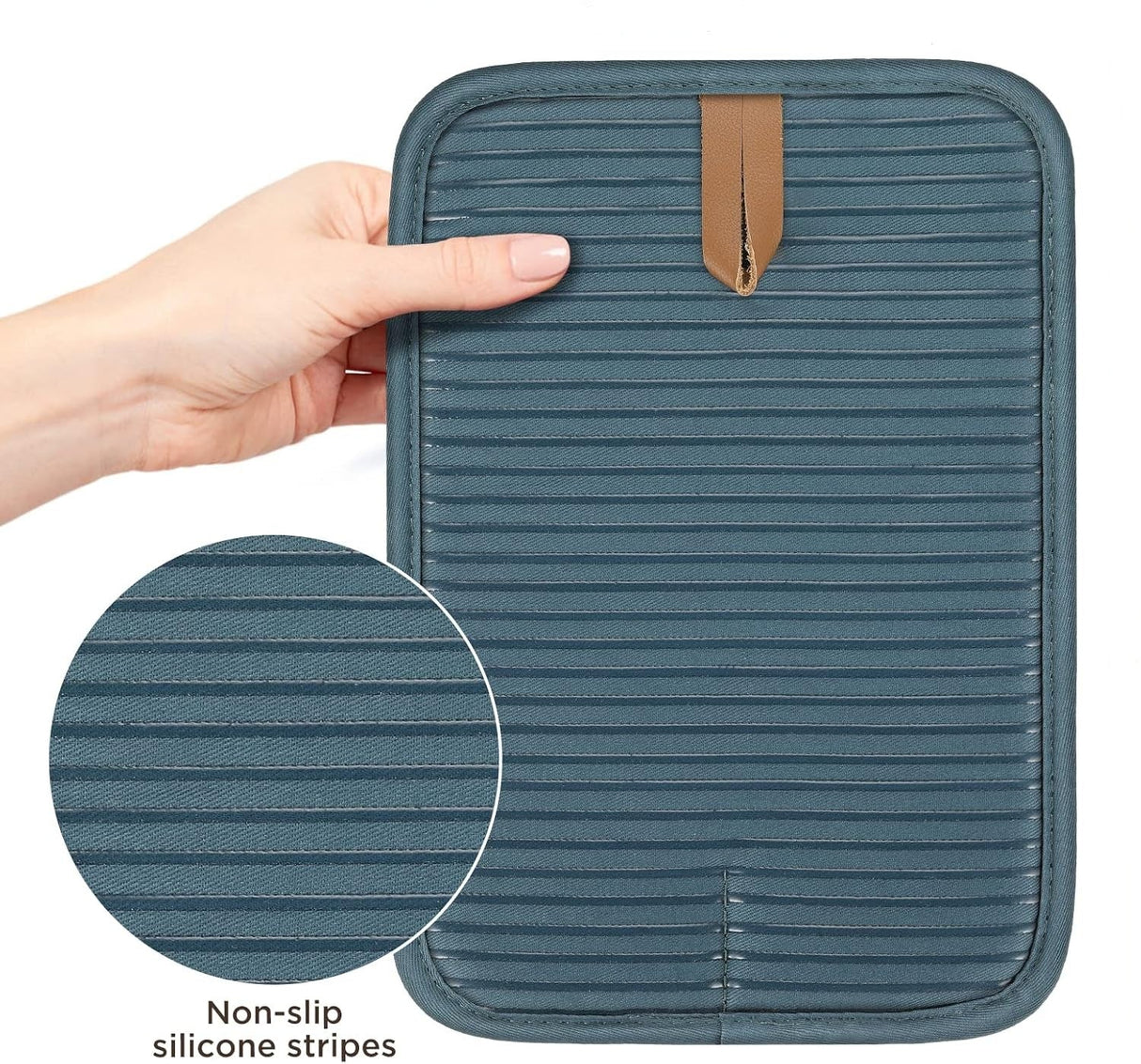 AKDC Oven Glove and Insulation Pad Set with Silicon Grip(Gloves - 17cm*30cm, Pad - 17cm*17cm), Blue/Grey - Al Kabayel Discount CentreAKDC Oven Glove and Insulation Pad Set with Silicon Grip(Gloves - 17cm*30cm, Pad - 17cm*17cm), Blue/GreyCookware AccessoriesAKDCAl Kabayel Discount Centre
