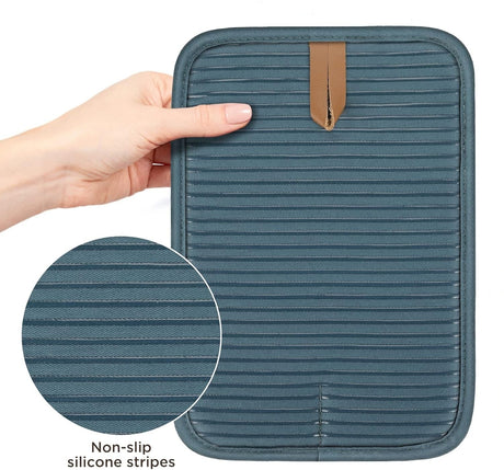 AKDC Oven Glove and Insulation Pad Set with Silicon Grip(Gloves - 17cm*30cm, Pad - 17cm*17cm), Blue/Grey - Al Kabayel Discount CentreAKDC Oven Glove and Insulation Pad Set with Silicon Grip(Gloves - 17cm*30cm, Pad - 17cm*17cm), Blue/GreyCookware AccessoriesAKDCAl Kabayel Discount Centre