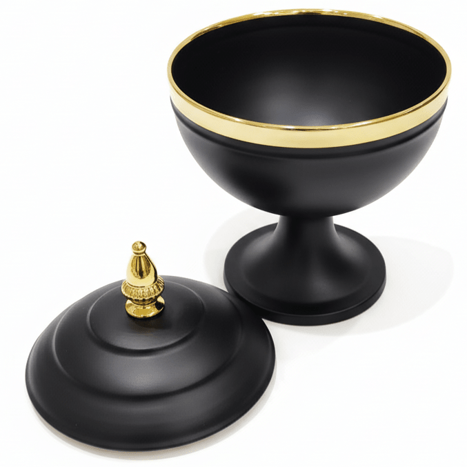 AKDC Oversized Decorative Candy Storage Jar with Lid – High - End Black and Gold Metal Design for Living Room, Dining Table and Festive Display, Size 27 × 21 cm - Al Kabayel Discount CentreAKDC Oversized Decorative Candy Storage Jar with Lid – High - End Black and Gold Metal Design for Living Room, Dining Table and Festive Display, Size 27 × 21 cmJars & Food SaversAKDCAl Kabayel Discount Centre