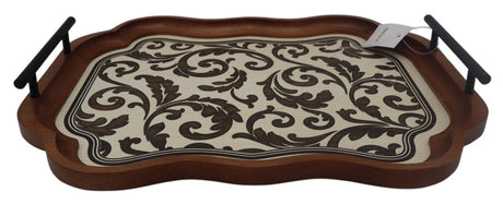 AKDC Oversized Wooden Tray with Decorative Floral Motif in Brown – Perfect for Entertaining Guests or Home Display, 42×32×5 cm - Al Kabayel Discount CentreAKDC Oversized Wooden Tray with Decorative Floral Motif in Brown – Perfect for Entertaining Guests or Home Display, 42×32×5 cmServing TraysAKDCAl Kabayel Discount Centre