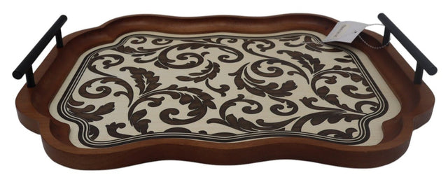 AKDC Oversized Wooden Tray with Decorative Floral Motif in Brown – Perfect for Entertaining Guests or Home Display, 42×32×5 cm - Al Kabayel Discount CentreAKDC Oversized Wooden Tray with Decorative Floral Motif in Brown – Perfect for Entertaining Guests or Home Display, 42×32×5 cmServing TraysAKDCAl Kabayel Discount Centre
