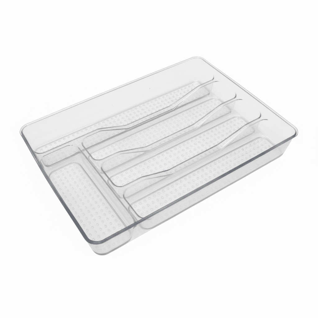 AKDC Plastic Cutlery Storage Tray Kitchen Drawer Organizer– 33×24×4cm - Transparent - Al Kabayel Discount CentreAKDC Plastic Cutlery Storage Tray Kitchen Drawer Organizer– 33×24×4cm - TransparentOrganizers & AccessoriesAKDCAl Kabayel Discount Centre