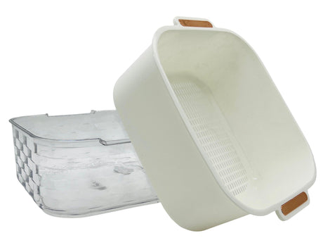 AKDC Plastic Vegetable Strainer with Basket 29cm*12.5cm, White - Al Kabayel Discount CentreAKDC Plastic Vegetable Strainer with Basket 29cm*12.5cm, WhiteKitchen Utensils & GadgetsAKDCAl Kabayel Discount Centre