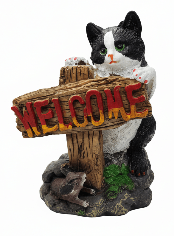 AKDC Polyresin Cat with Welcome Board Decorative Figurine – Charming Entrance & Home Décor Showpiece, 20 cm - Al Kabayel Discount CentreAKDC Polyresin Cat with Welcome Board Decorative Figurine – Charming Entrance & Home Décor Showpiece, 20 cmHome Décor AccentsAKDCAl Kabayel Discount Centre