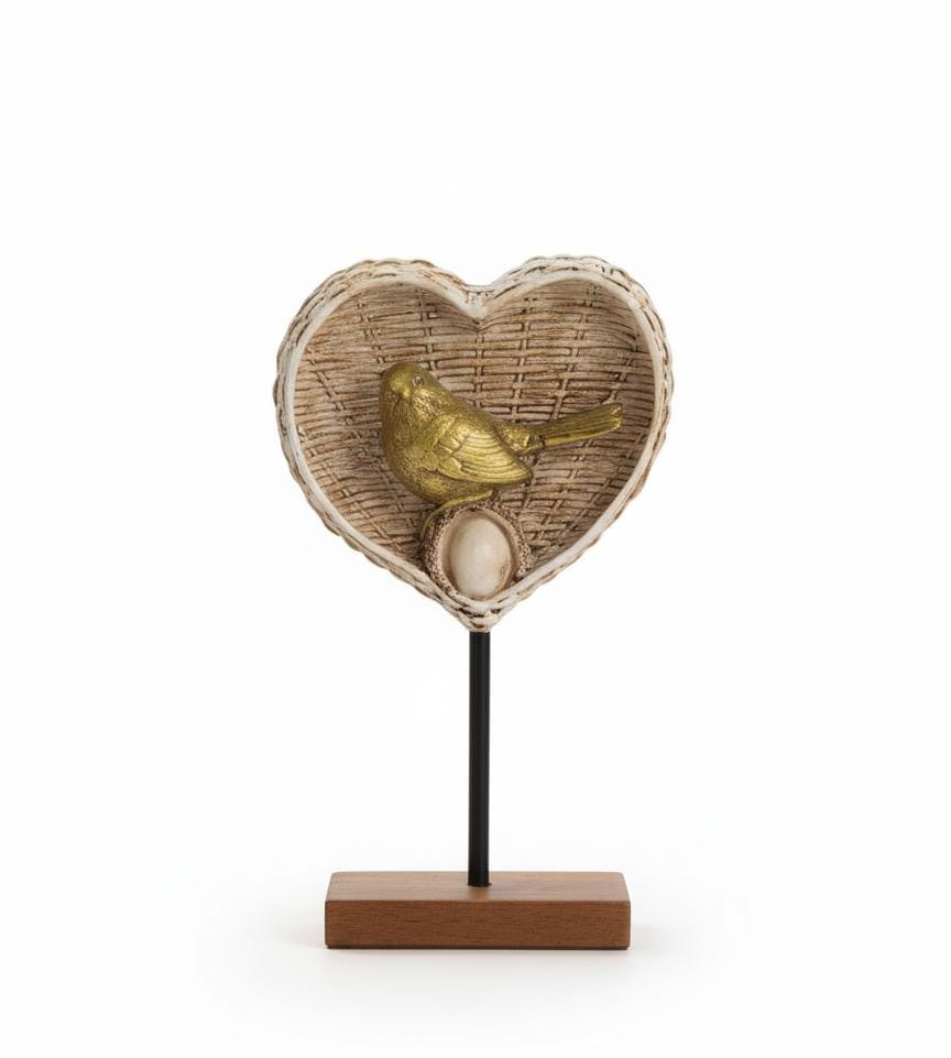 AKDC Polyresin Golden Heart Nest with Birds Figurine – Elegant Romantic Home Décor 21 cm - Al Kabayel Discount CentreAKDC Polyresin Golden Heart Nest with Birds Figurine – Elegant Romantic Home Décor 21 cmHome Décor AccentsAKDCAl Kabayel Discount Centre