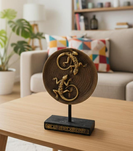 AKDC Polyresin Twin Lizards on Round Base Figurine – Gold Decorative Animal Sculpture 21 cm - Al Kabayel Discount CentreAKDC Polyresin Twin Lizards on Round Base Figurine – Gold Decorative Animal Sculpture 21 cmHome Décor AccentsAKDCAl Kabayel Discount Centre