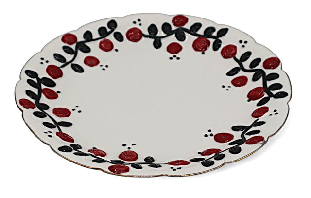 AKDC Porcelain Plate 20cm – White with Red & Black Artistic Design - Al Kabayel Discount CentreAKDC Porcelain Plate 20cm – White with Red & Black Artistic DesignPlatesAKDCAl Kabayel Discount Centre