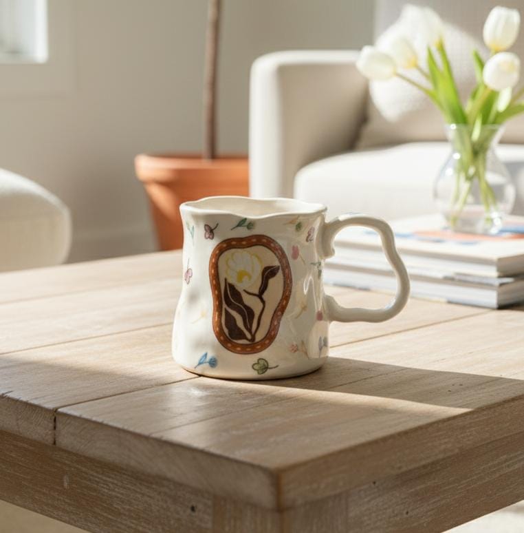 AKDC Premium 400ml White Ceramic Mug with Beautiful Handcrafted Flower Design – Elegant & Timeless Drinkware for Everyday Use - Al Kabayel Discount CentreAKDC Premium 400ml White Ceramic Mug with Beautiful Handcrafted Flower Design – Elegant & Timeless Drinkware for Everyday UseMugsAKDCAl Kabayel Discount Centre