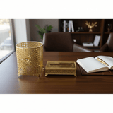 AKDC Premium Acrylic Dustbin with Gold Metal Base and Tissue Box Set for Bathroom, Office and Home Décor – Dustbin 28×22 cm, Tissue Box 26×13 cm - Al Kabayel Discount CentreAKDC Premium Acrylic Dustbin with Gold Metal Base and Tissue Box Set for Bathroom, Office and Home Décor – Dustbin 28×22 cm, Tissue Box 26×13 cmOrganizers & AccessoriesAKDCAl Kabayel Discount Centre