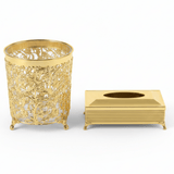 AKDC Premium Acrylic Dustbin with Gold Metal Base and Tissue Box Set for Bathroom, Office and Home Décor – Dustbin 28×22 cm, Tissue Box 26×13 cm - Al Kabayel Discount CentreAKDC Premium Acrylic Dustbin with Gold Metal Base and Tissue Box Set for Bathroom, Office and Home Décor – Dustbin 28×22 cm, Tissue Box 26×13 cmOrganizers & AccessoriesAKDCAl Kabayel Discount Centre