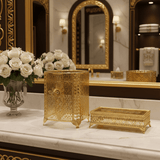 AKDC Premium Acrylic Dustbin with Gold Metal Base and Tissue Box Set for Bathroom, Office and Home Décor – Dustbin 28×22 cm, Tissue Box 26×13 cm - Al Kabayel Discount CentreAKDC Premium Acrylic Dustbin with Gold Metal Base and Tissue Box Set for Bathroom, Office and Home Décor – Dustbin 28×22 cm, Tissue Box 26×13 cmOrganizers & AccessoriesAKDCAl Kabayel Discount Centre