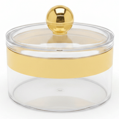 AKDC Premium Acrylic Storage Canister with Decorative Gold Design and Lid Compact Container 14 × 7.5 cm - Al Kabayel Discount CentreAKDC Premium Acrylic Storage Canister with Decorative Gold Design and Lid Compact Container 14 × 7.5 cmJars & Food SaversAKDCAl Kabayel Discount Centre