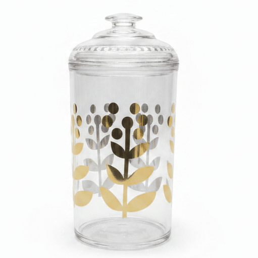 AKDC Premium Acrylic Storage Canister with Decorative Gold Design and Lid Multipurpose Container 20 × 10 cm - Al Kabayel Discount CentreAKDC Premium Acrylic Storage Canister with Decorative Gold Design and Lid Multipurpose Container 20 × 10 cmJars & Food SaversAKDCAl Kabayel Discount Centre