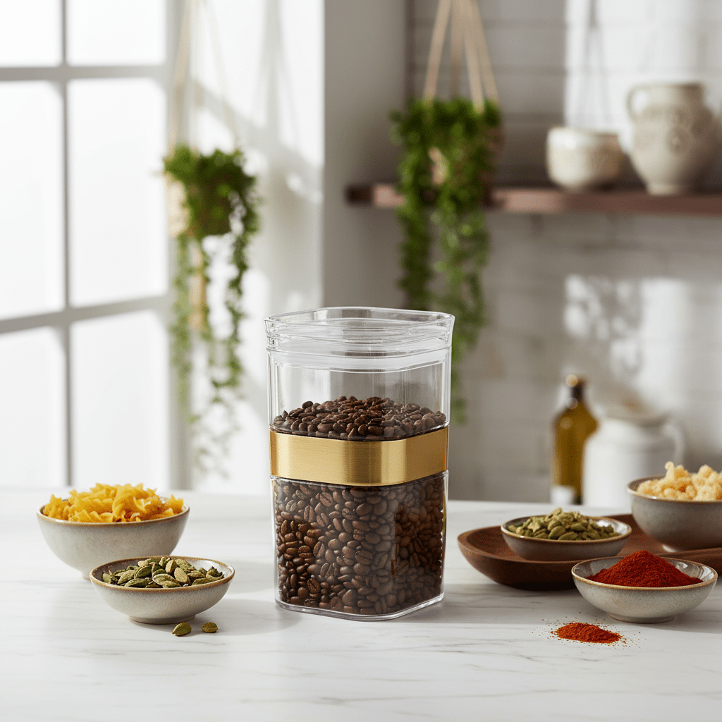 AKDC Premium Acrylic Storage Canister with Decorative Gold Design and Lid Multipurpose Container 800 ml Capacity - Al Kabayel Discount CentreAKDC Premium Acrylic Storage Canister with Decorative Gold Design and Lid Multipurpose Container 800 ml CapacityJars & Food SaversAKDCAl Kabayel Discount Centre
