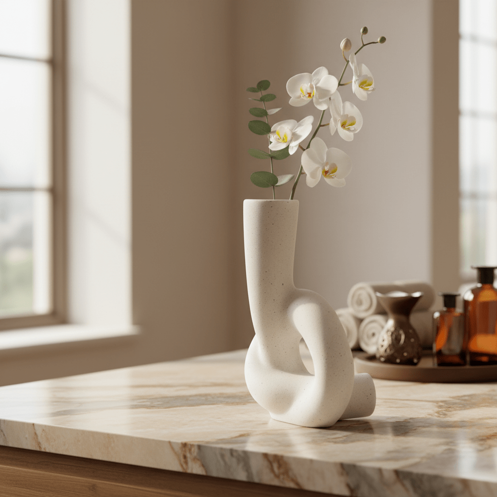 AKDC Premium Artistic Ceramic Home Décor Vase – Elegant White Unique Shape Statement Piece, 17 × 10 cm - Al Kabayel Discount CentreAKDC Premium Artistic Ceramic Home Décor Vase – Elegant White Unique Shape Statement Piece, 17 × 10 cmFlower/Plant PotsAKDCAl Kabayel Discount Centre