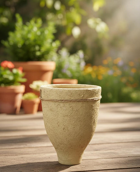 AKDC Premium Clay Plant Pot – Beige Color – 23×16 cm – Sculpted Unique Shape - Al Kabayel Discount CentreAKDC Premium Clay Plant Pot – Beige Color – 23×16 cm – Sculpted Unique ShapeFlower/Plant PotsAKDCAl Kabayel Discount Centre