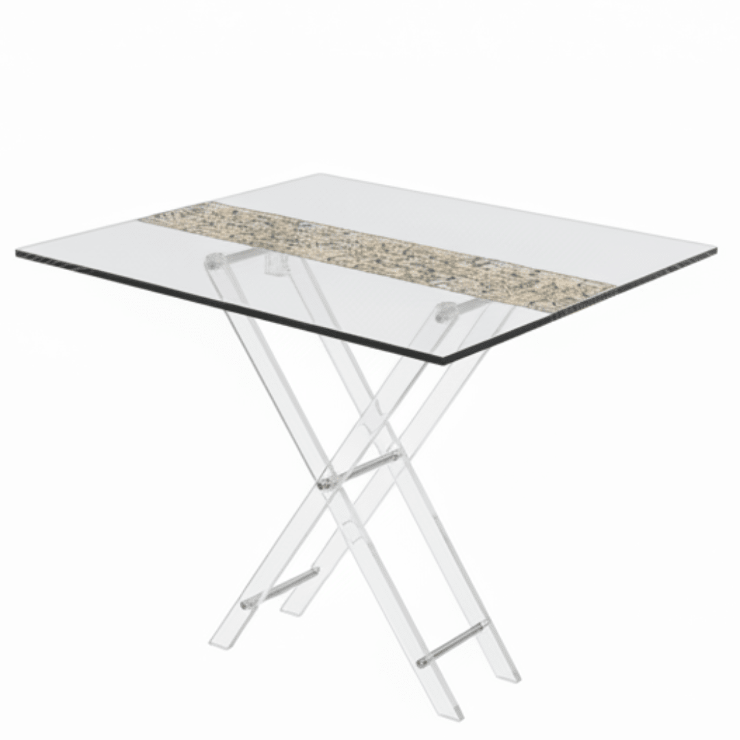 AKDC Premium Clear Acrylic 4 - Piece Foldable Table Set with Gold and Black Ornate Damask Pattern Elegant Space - Saving Design 50x40x47 cm - Al Kabayel Discount CentreAKDC Premium Clear Acrylic 4 - Piece Foldable Table Set with Gold and Black Ornate Damask Pattern Elegant Space - Saving Design 50x40x47 cmOrganizers & AccessoriesAKDCAl Kabayel Discount Centre