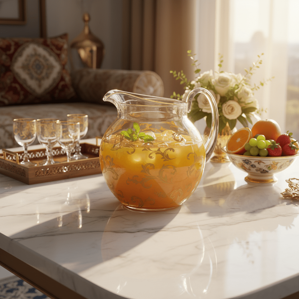 AKDC Premium Clear Acrylic Jug with Gold Accent Design Stylish Serving Pitcher for Water Juice and Beverages 18 × 14.5 cm - Al Kabayel Discount CentreAKDC Premium Clear Acrylic Jug with Gold Accent Design Stylish Serving Pitcher for Water Juice and Beverages 18 × 14.5 cmJugsAKDCAl Kabayel Discount Centre