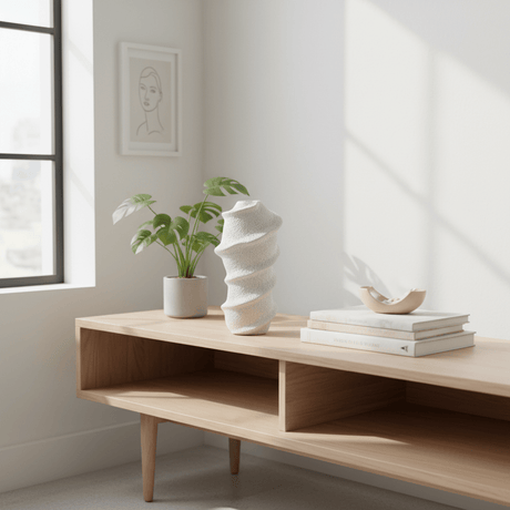 AKDC Premium Contemporary Ceramic Decorative Vase – Glossy White Finish with Artistic Abstract Shape for Living Room Décor, 30 × 12 cm - Al Kabayel Discount CentreAKDC Premium Contemporary Ceramic Decorative Vase – Glossy White Finish with Artistic Abstract Shape for Living Room Décor, 30 × 12 cmFlower/Plant PotsAKDCAl Kabayel Discount Centre