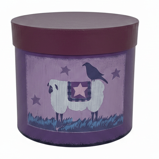 AKDC Premium Deep Purple Round Cardboard Gift Box with Primitive Sheep Design Lid for Gift Hampers, Storage & Decorative Packaging – 18.5×18.5 cm - Al Kabayel Discount CentreAKDC Premium Deep Purple Round Cardboard Gift Box with Primitive Sheep Design Lid for Gift Hampers, Storage & Decorative Packaging – 18.5×18.5 cmPacking & Wrapping SuppliesAKDCAl Kabayel Discount Centre