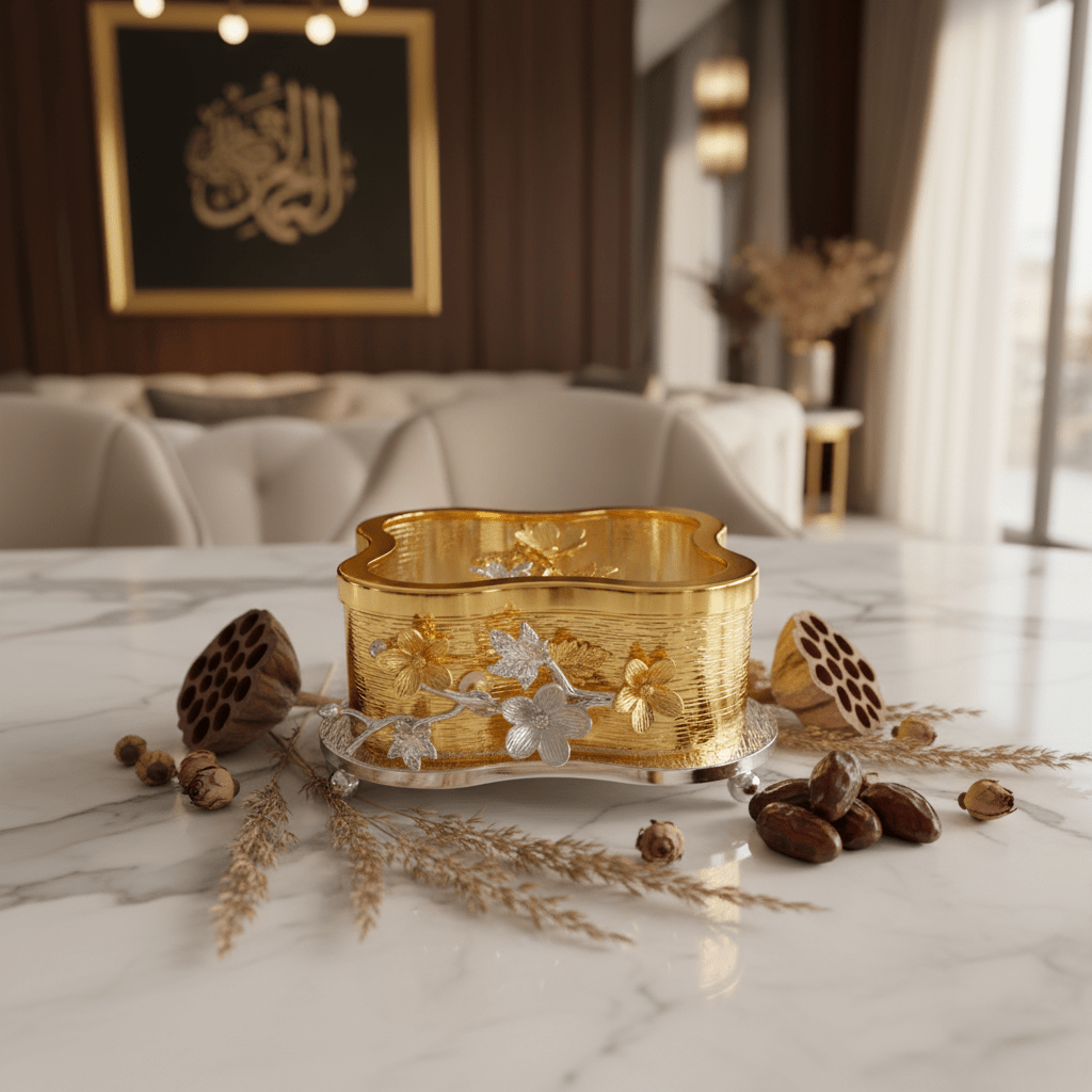 AKDC Premium Gold & Silver Candy Storage Container Metal with Glass Cover – Luxury Treat Holder 20 cm - Al Kabayel Discount CentreAKDC Premium Gold & Silver Candy Storage Container Metal with Glass Cover – Luxury Treat Holder 20 cmJars & Food SaversAKDCAl Kabayel Discount Centre