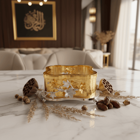 AKDC Premium Gold & Silver Candy Storage Container Metal with Glass Cover – Luxury Treat Holder 20 cm - Al Kabayel Discount CentreAKDC Premium Gold & Silver Candy Storage Container Metal with Glass Cover – Luxury Treat Holder 20 cmJars & Food SaversAKDCAl Kabayel Discount Centre