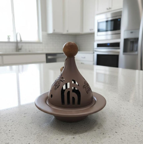 AKDC Premium Metal Tajine 14×14×15 cm in Brown Color – Beautiful Ramadan Special Decorative Piece - Al Kabayel Discount CentreAKDC Premium Metal Tajine 14×14×15 cm in Brown Color – Beautiful Ramadan Special Decorative PieceServing TraysAKDCAl Kabayel Discount Centre