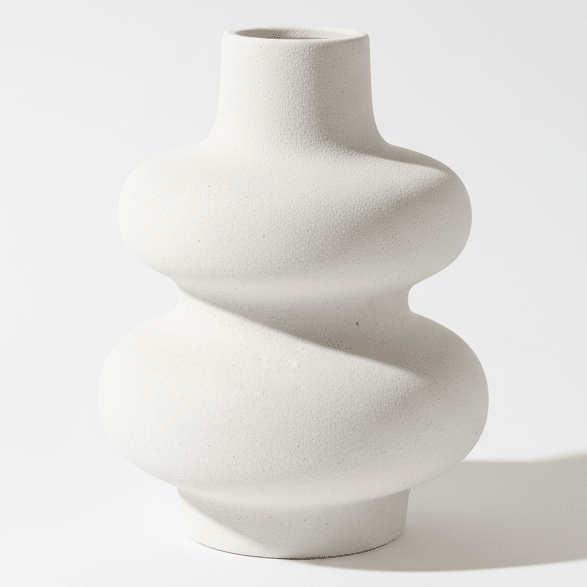 AKDC Premium Minimalist Ceramic Decorative Vase – White Modern Abstract Sculptural Design for Table & Shelf Décor, 15 × 12 cm - Al Kabayel Discount CentreAKDC Premium Minimalist Ceramic Decorative Vase – White Modern Abstract Sculptural Design for Table & Shelf Décor, 15 × 12 cmFlower/Plant PotsAKDCAl Kabayel Discount Centre